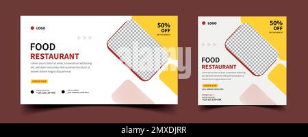 Social media per il settore alimentare e modello di banner promozionale. per gli annunci banner web. Illustrazione Vettoriale