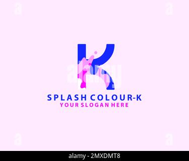 Lettera K con splash bolla d'acqua, Logo lettera iniziale per il nome dell'azienda, modello con logo alfabeto pronto per l'uso Illustrazione Vettoriale