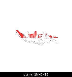 Bandiera nazionale indonesiana sotto forma di mappa del paese Illustrazione Vettoriale