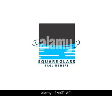 Logo a riflessione d'acqua a onda quadra Illustrazione Vettoriale