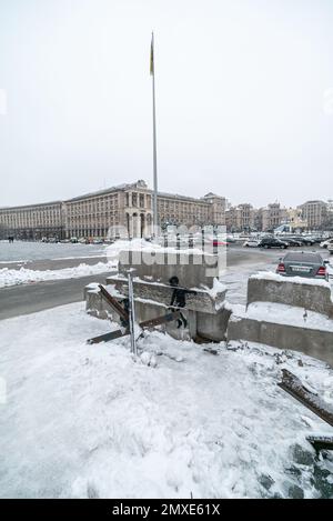 Creatività Banksy nel centro di Kyiv, Ucraina sul Maidan Foto Stock