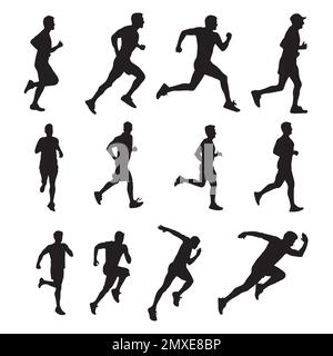 Set di silhouette running man Illustrazione Vettoriale