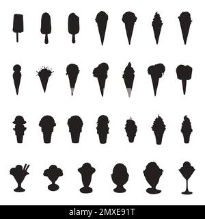 Silhouette di gelato, silhouette di gelato Illustrazione Vettoriale