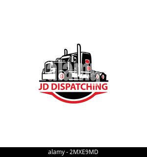 Logo commerciale logistica camion design trasporto rimorchio, express cargo delivery azienda modello idea Illustrazione Vettoriale