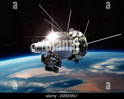 Veicolo spaziale Voskhod 2. 3d rendering dello sfondo. 3D illustrazione Foto Stock