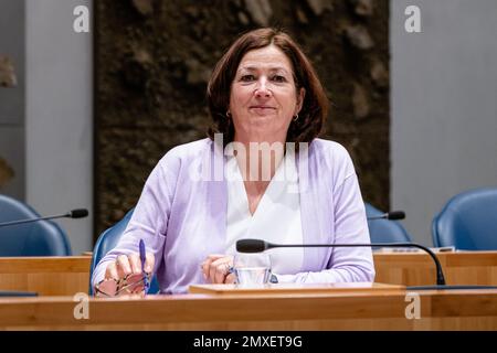 L'AIA, PAESI BASSI - GENNAIO 24: Ministro dell'assistenza a lungo termine e dello sport Conny Helder di VVD(VVD) durante il tempo delle interrogazioni al parlamento olandese Tweede Kamer il 24 gennaio 2023 all'Aia, Paesi Bassi (Foto di Jeroen Meuwsen/Orange Pictures) Foto Stock