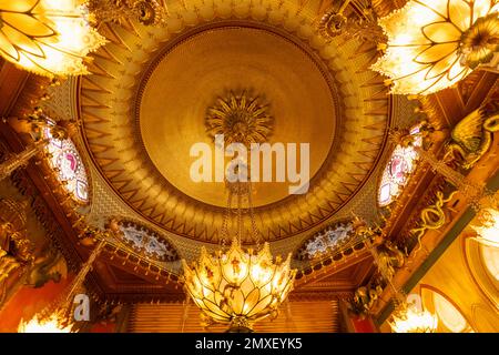 Inghilterra, Sussex orientale, Brighton, il Padiglione reale, la Sala della Musica, Dettagli luci e soffitto *** Didascalia locale *** UK,United Kingdom,Great Britain, Foto Stock