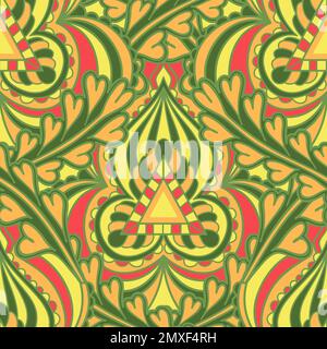 Motivo multicolore senza cuciture con ornamento orientale. Islam, arabo, asiatici motivi doodling elementi. Colori vintage. Invito o disegno della scheda. Indietro Illustrazione Vettoriale