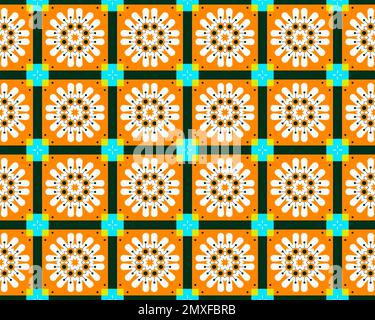 Orientale etnico geometrico senza cuciture Tile modello realizzato con vari elementi tradizionali stile di sfondo design e astratto colorato senza cuciture motivo Foto Stock