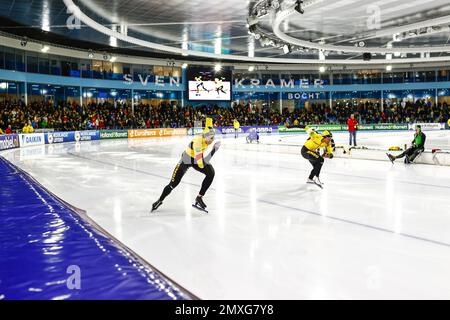 LORDNVEEN - Merijn Scheperkamp, dai dai n'Tab in azione sui primi 500 metri durante la prima giornata dei campionati olandesi di distanza. ANP VINCENT JANNINK Credit: ANP/Alamy Live News Foto Stock