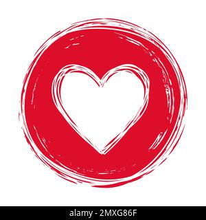 Cuore a forma di cerchio grungo grungy grungy grugnoso scribble Illustrazione Vettoriale