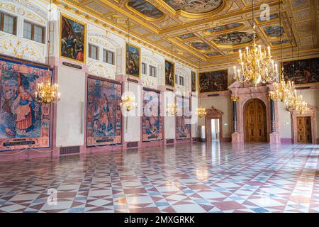 La Sala Imperiale (Kaisersaal) costruita sotto Massimiliano i all'inizio del 17th ° secolo. Si trova a Monaco Residenz, l'ex palazzo reale Foto Stock