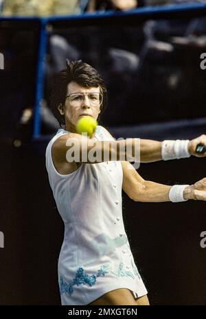 Billy Jean King (USA) in gara negli US Open Tennis 1982. Foto Stock