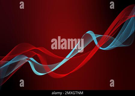 Blu rosso trasparente flusso di onde incandescente, sfondo astratto Foto Stock