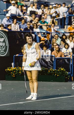 Billy Jean King (USA) in gara negli US Open Tennis 1982. Foto Stock