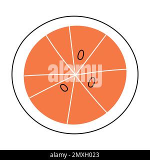 Illustrazione di frutta di arancia tagliata, illustrazione del doodle del fumetto isolata su fondo bianco Illustrazione Vettoriale