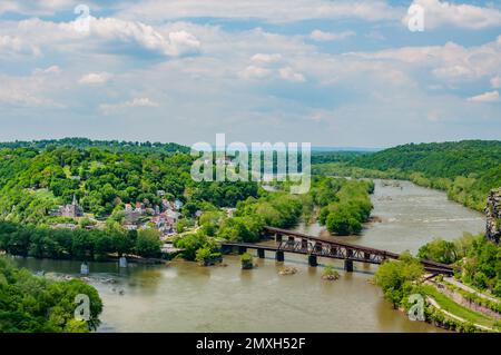 The View from Split Rock Overlook, Loudoun Heights Trail, West Virginia USA, Harpers Ferry, West Virginia Foto Stock