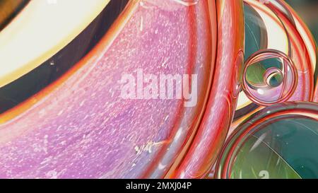 Sfere di vetro rosa e verde sovrapposte. Astratto, drammatico, moderno, lussuoso ed esclusivo rendering 3D grafica elemento backgroun Foto Stock