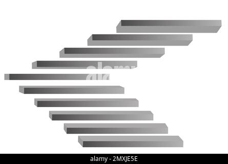 Illustrazione delle scale su sfondo bianco. Un modo per raggiungere il successo Foto Stock