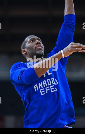 42 BRYANT DUNSTON di Anadolu Efes durante l'Eurolega, turno 23, partita tra Olympiacos Pireo e Anadolu Efes allo Stadio della Pace e dell'amicizia o Foto Stock