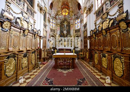 Abbazia di Dürnstein, Chiesa abbaziale, altare, Dürnstein, bassa Austria, Austria, Europa Foto Stock