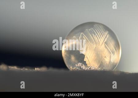 Bolle di sapone surgelate nella neve, Herten, Germania, Europa Foto Stock