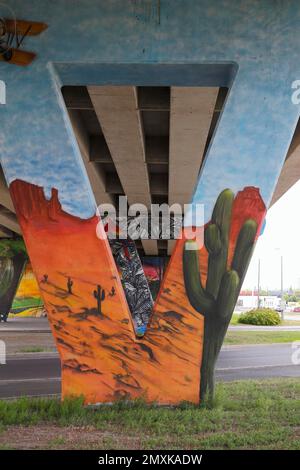 Pittura a muro sotto un ponte autostradale, Provincia del Quebec, Canada, Nord America Foto Stock