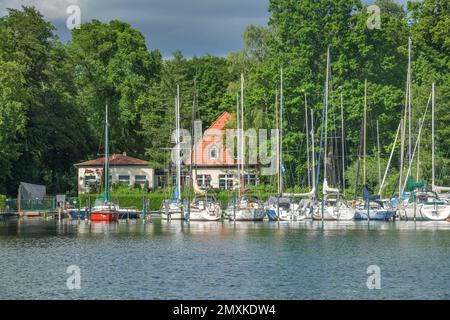 Associazione dei marinai di Tegel, Jetty, Große Malche, Tegeler See, Tegel, Reinickendorf, Berlino, Germania, Europa Foto Stock