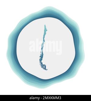 Cile. Distintivo del paese. Segno circolare a strati intorno alla forma del bordo del Cile. Elegante illustrazione vettoriale. Illustrazione Vettoriale