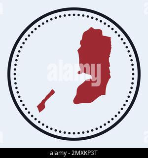 Francobollo rotondo della Palestina. Logo rotondo con mappa del paese e titolo. Distintivo Palestine minimal elegante con mappa. Illustrazione vettoriale. Illustrazione Vettoriale