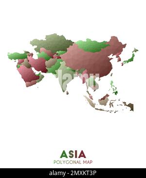 Mappa Asia. attuale mappa del continente di stile polico basso. Curioso vettore illustrazione. Illustrazione Vettoriale