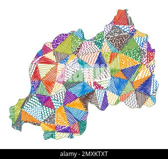 Mappa in stile capretto del Ruanda. Poligoni disegnati a mano a forma di Ruanda. Illustrazione vettoriale. Illustrazione Vettoriale