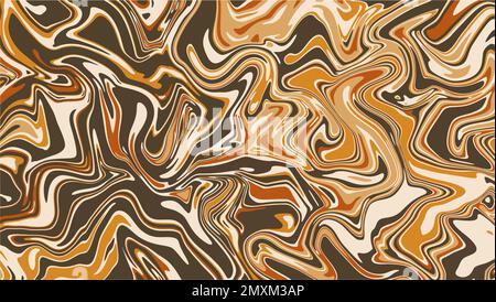 Carta da parati retrò astratta in marmo. Vettore di sfondo marmoreo fluido marrone. Illustrazione Vettoriale