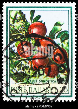 MOSCA, RUSSIA - 2 FEBBRAIO 2023: Francobollo stampato in Italia mostra Apple Tree, Flora serie, circa 1966 Foto Stock