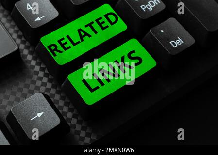 Collegamenti relativi al segno di scrittura a mano. Word for Website all'interno di una pagina web riferimenti incrociati Collegamenti ipertestuali Foto Stock