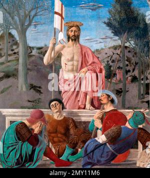 LA RISURREZIONE DI CRISTO A c 1463 affresco di Piero della Francesca (c 1415-1492) Foto Stock