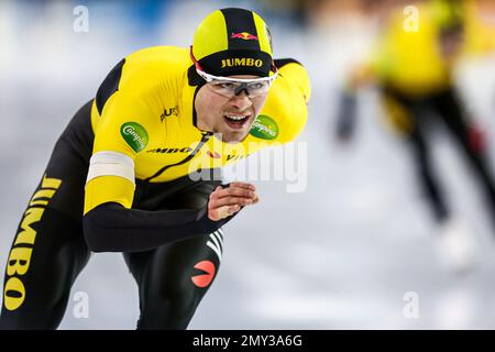 HERENVEEN - Joep Wennemars in azione sui 1500 metri durante il secondo giorno delle distanze NK a Thialf. ANP VINCENT JANNINK Foto Stock