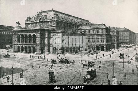 Vista del Teatro dell'Opera Imperiale di Vienna, Austria, 1800s Foto Stock