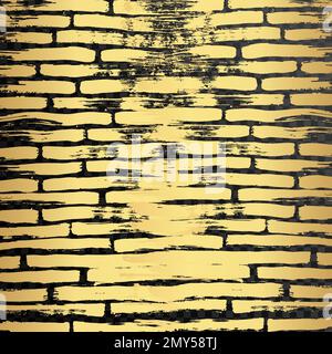 Motivo dorato senza cuciture con pennellate disegnate a mano. Tratti di pennello ondulati e roteati vettoriali pattern senza giunture. Disegno astratto della carta da parati, stampa tessile Illustrazione Vettoriale