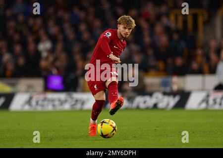 4th febbraio 2023; Molineux Stadium, Wolverhampton, West Midlands, Inghilterra; Premier League Football, Wolverhampton Wanderers contro Liverpool; Harvey Elliott di Liverpool Foto Stock