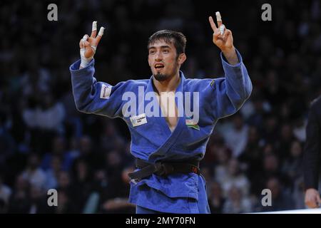 Balabay Aghayev (AZE) ha vinto la medaglia d'oro nella categoria Men  60kg contro Cedric Revol (fra) (Etoile SP de Blanc Mesnil Judo) ha partecipato alla categoria Men -60kg durante l'International Judo Paris Grand Slam 2023 (IJF) il 4 febbraio 2023 all'Accor Arena di Parigi, Francia - Foto: Stephane Allaman/DPPI/LiveMedia Foto Stock