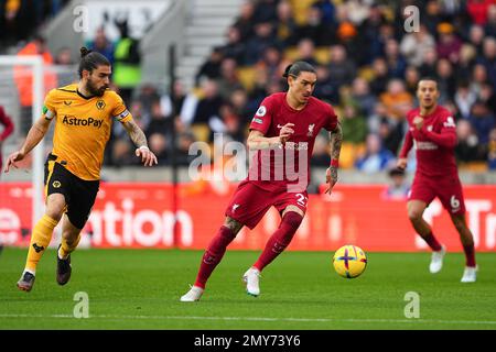 Wolverhampton, Regno Unito. 4th Feb 2023. Durante la partita della Premier League tra Wolverhampton Wanderers e Liverpool a Molineux, Wolverhampton, Inghilterra, il 4 febbraio 2023. Foto di Scott Boulton. Solo per uso editoriale, licenza richiesta per uso commerciale. Non è utilizzabile nelle scommesse, nei giochi o nelle pubblicazioni di un singolo club/campionato/giocatore. Credit: UK Sports Pics Ltd/Alamy Live News Foto Stock