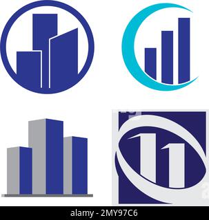 Modello di disegno vettoriale di illustrazione di logo finanziario di affari Illustrazione Vettoriale
