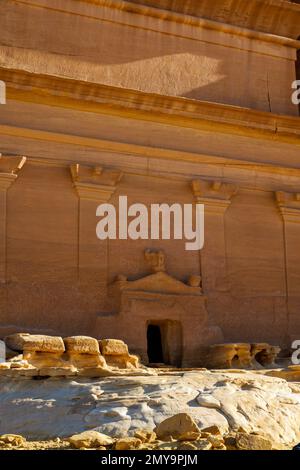 La tomba di Lihyan figlio di Kuza (Qasr AlFarid) nella città di Hegra (daa'in Salih), Arabia Saudita Foto Stock