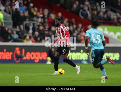 4th febbraio 2023; GTECH Community Stadium, Brentford, Londra, Inghilterra; Premier League Football, Brentford contro Southampton; Josh Daisilva di Brentford Foto Stock