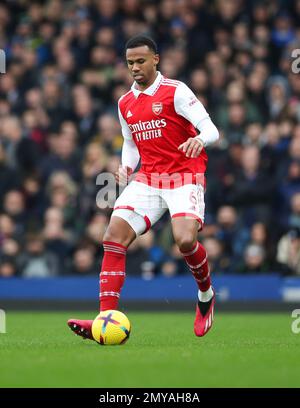 Liverpool, Inghilterra, 4th febbraio 2023. Gabriel dell'Arsenal durante la partita della Premier League al Goodison Park, Liverpool. Il credito di immagine dovrebbe essere: Cameron Smith / Sportimage Foto Stock