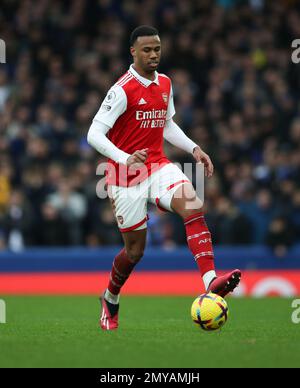 Liverpool, Inghilterra, 4th febbraio 2023. Gabriel dell'Arsenal durante la partita della Premier League al Goodison Park, Liverpool. Il credito di immagine dovrebbe essere: Cameron Smith / Sportimage Foto Stock