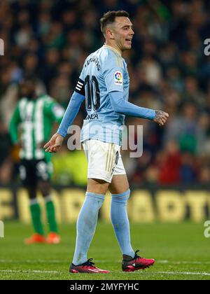 Iago Aspas di RC Celta de Vigo durante la partita di la Liga, Data 20, tra Real Betis e RC Celta giocato allo stadio Benito Villamarin il 04 febbraio 2023 a Siviglia, Spagna. (Foto di Antonio Pozo / PRESSIN) Foto Stock