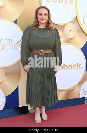 Beverly Hills, CA, Stati Uniti. 4th Feb 2023. Danielle Macdonald arriva al 10th° evento annuale “Gold meets Golden” tenutosi presso i Virginia Robinson Gardens and Estate il 4 febbraio 2023 a Beverly Hills, California. © Tammie Arroyo / AFF-USA.com Credit: AFF/Alamy Live News Foto Stock