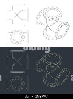 Illustrazioni vettoriali stilizzate di progetti di croce flangiata Illustrazione Vettoriale